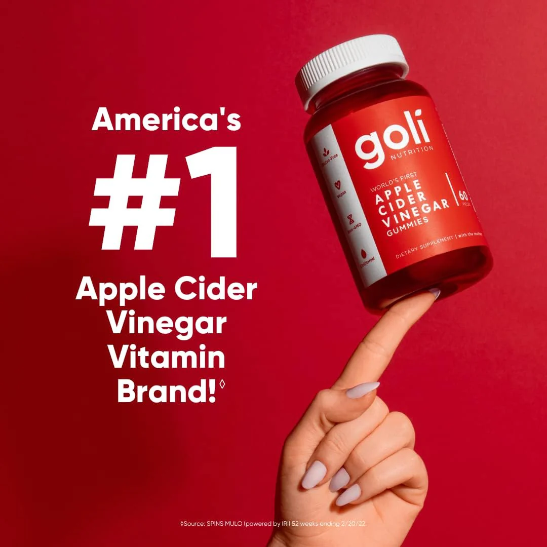 Goli Apple Cider Vinegar Gummy Vitamins - Vitamin B12, Gelatin-Free, Gluten-Free, Vegan & Non-GMO. America's #1 Apple Cider Vinegar Vitamin Brand - Image 2