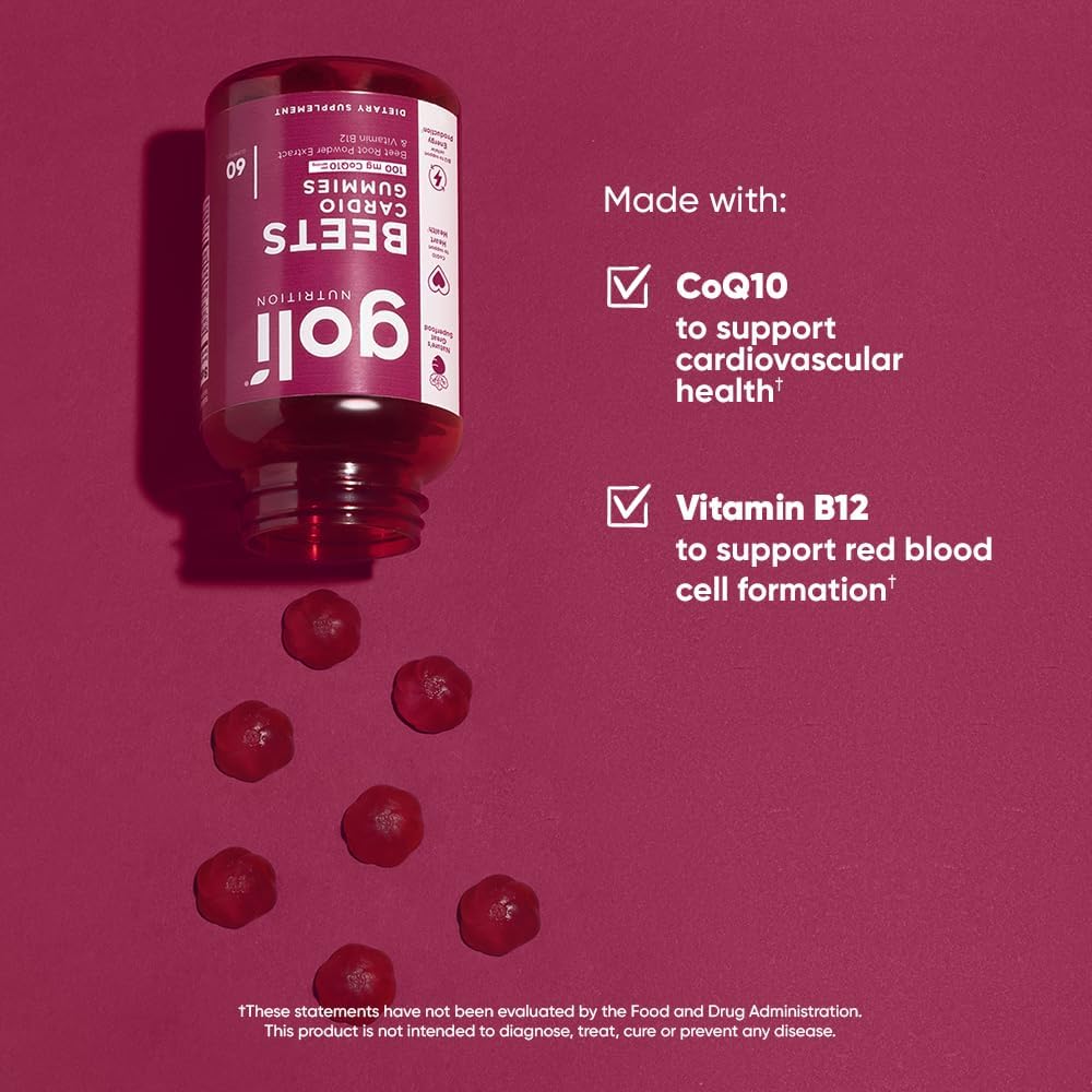 Goli Beets Cardio Gummy - Beet Root Extract & 100mg CoQ10, Gluten-Free, Vegan, Non-GMO, and Gelatin-Free. Nature's Great Superfood - Image 4