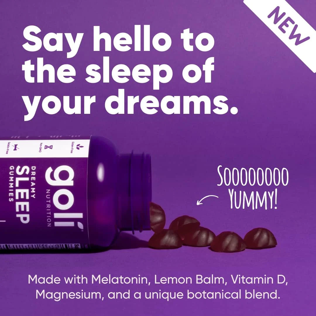 Goli Dreamy Sleep Gummy - Melatonin, Vitamin D, Magnesium, Lemon Balm Extract, Gelatin-Free, Gluten-Free, Vegan & Non-GMO - Image 3
