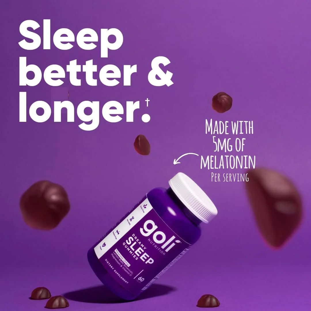 Goli Dreamy Sleep Gummy - Melatonin, Vitamin D, Magnesium, Lemon Balm Extract, Gelatin-Free, Gluten-Free, Vegan & Non-GMO - Image 4