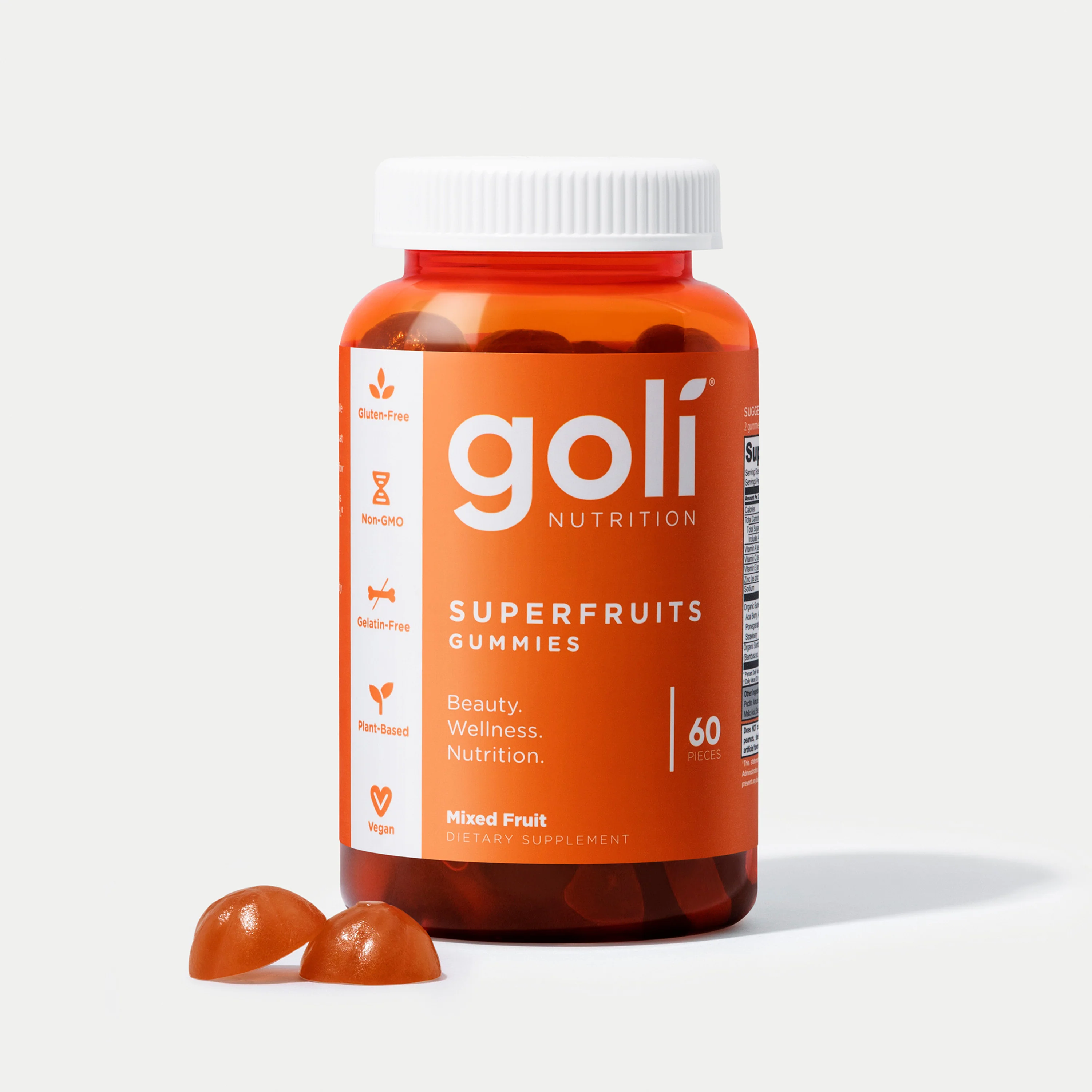 Goli SuperFruits Beauty Gummy Vitamin - Collagen, Mixed Fruit, Vegan, Plant-Based, Non-GMO, Gluten-Free & Gelatin Free