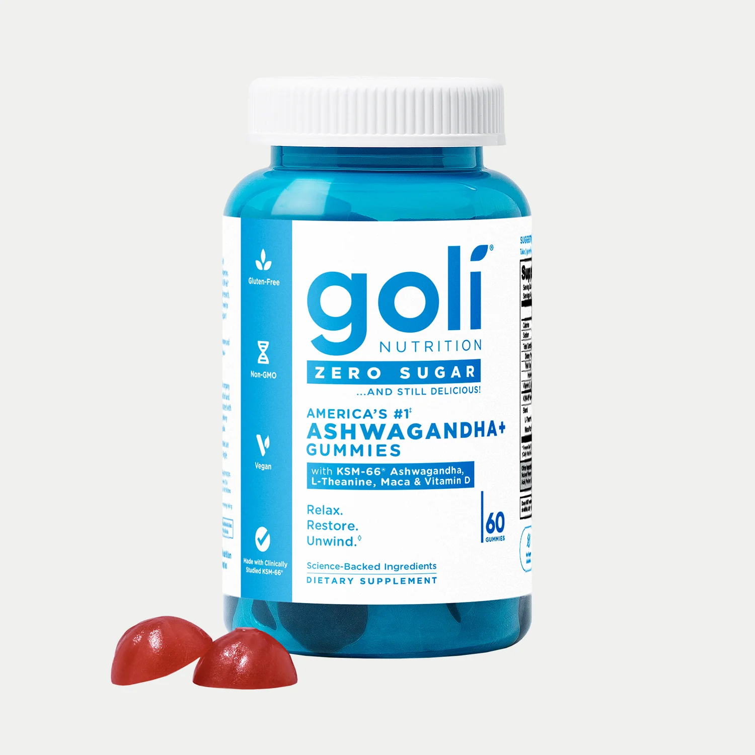 Goli Nutrition Zero Sugar Ashwagandha Gummies | Unit = Case of 48