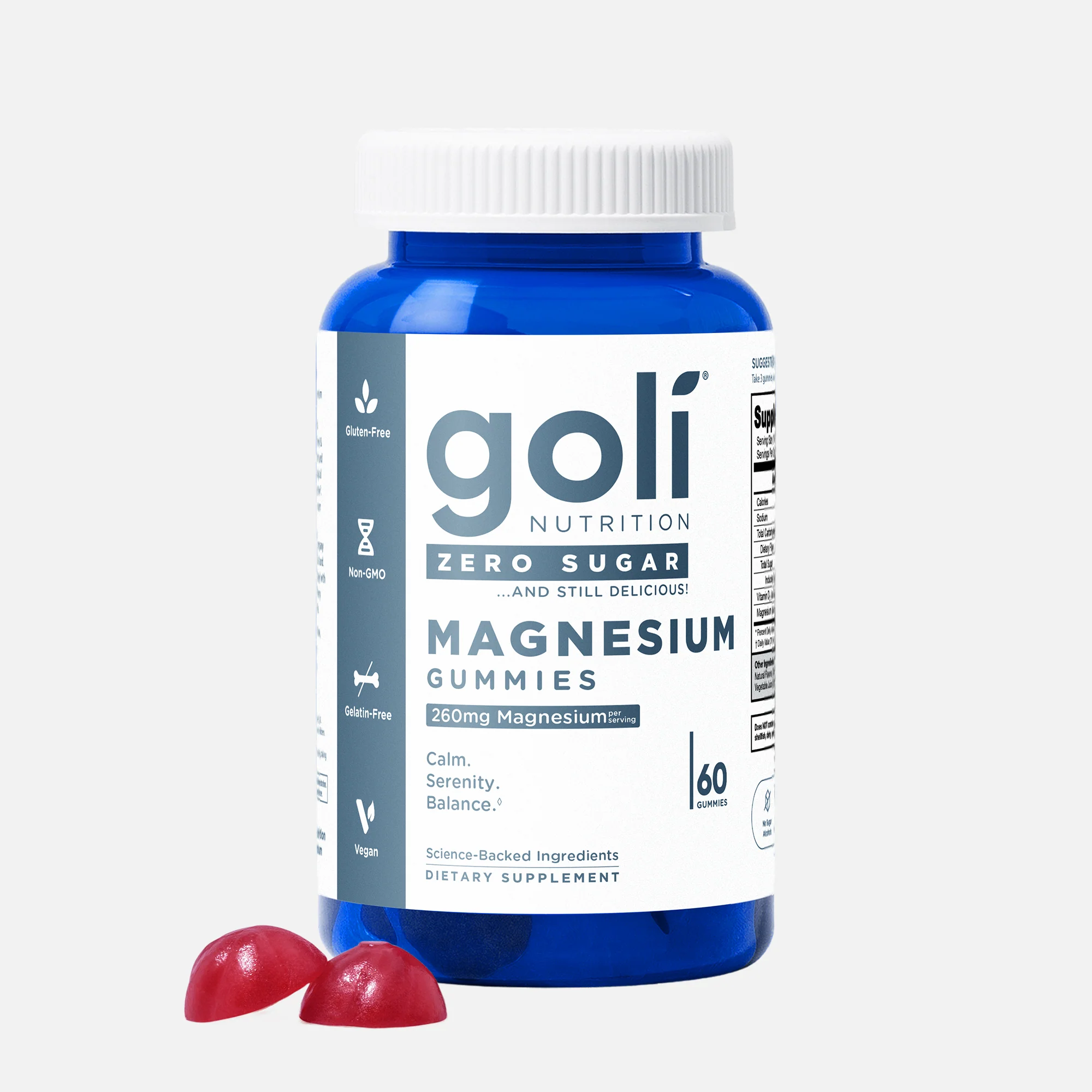 Goli Nutrition Zero Sugar Magnesium Gummies | Unit = Case of 48